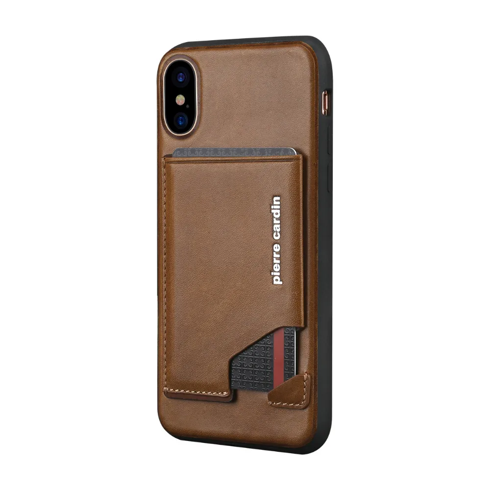 Pierre Cardin для Apple iPhone XR XS MAX сотовый Чехол для телефона из натуральной кожи чехол держатель для Карт Подставка Флип кожаный Стильный чехол