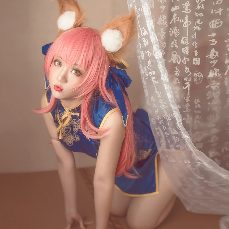 Маэ FGO косплей аниме Fate/большой заказ тамамо No Чонсам костюм синее платье женские