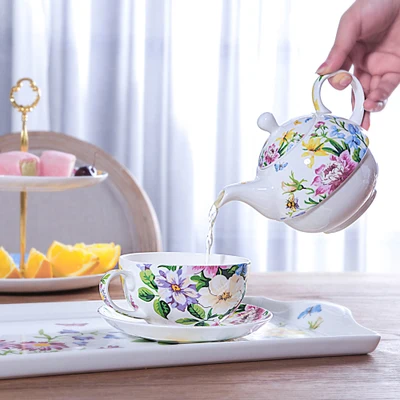 English Afternoon Tea Set Cup And Saucer British Simple Fresh Bone China Black Single Pot Ceramic Coffee Drinkware | Дом и сад