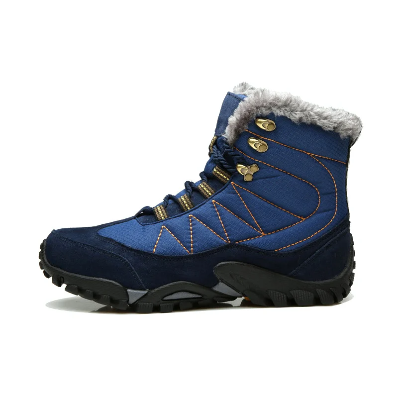 

AKZ 2018 New Fashion Men Snow Boots Cow Suede Winter Men's Ankle Boots Warm work boots Round Toe Male outdoor shoes size 38-44