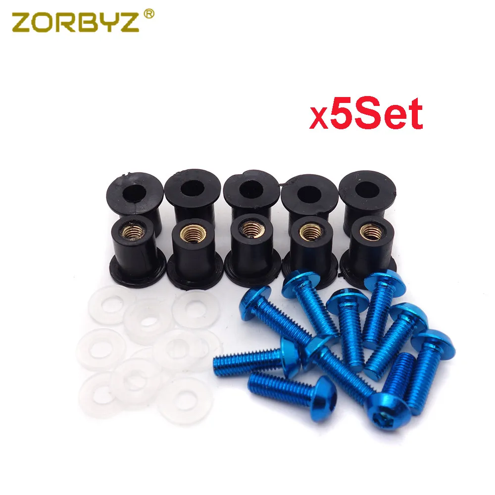 ZORBYZ 50 шт. мотоциклы синие M5 ветровое стекло винты для ветрового стекла комплект
