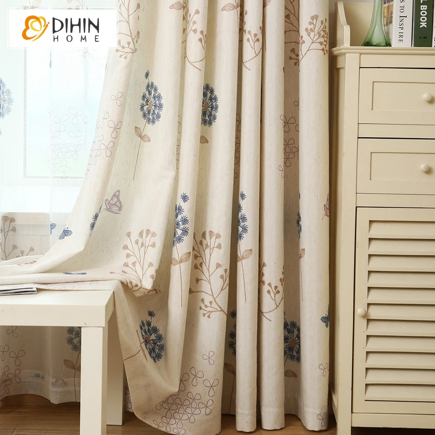 DIHIN 1 шт. лен/хлопок дружественные садовые шторы для гостиной окна занавески