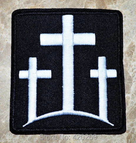 Бесплатная доставка ~ три креста вышитая кристианская мотоциклетная вышивка