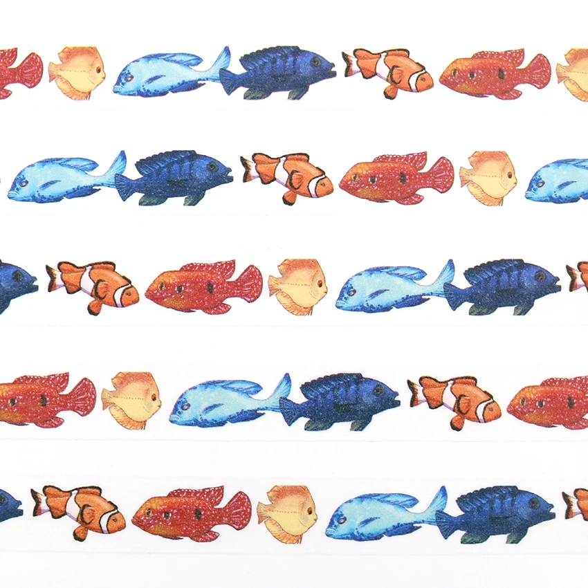 1 шт. креативная Васи лента с морской рыбой Клейкая Бумажная школьные и офисные