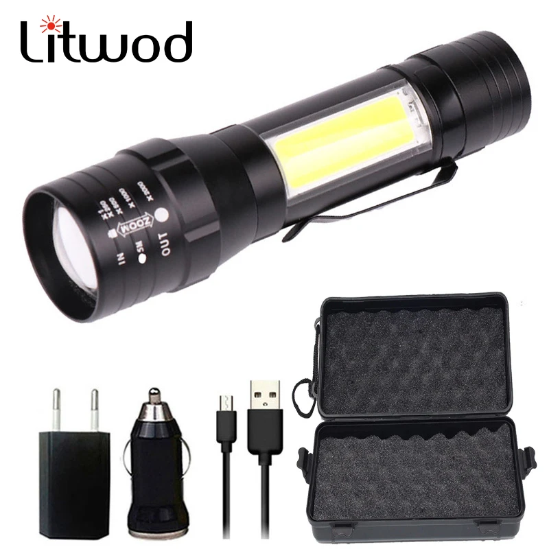 

Z20 Litwod 50000ml built-in battery CREE XM-L2 COB LED Flashlight Torch Aluminum alloy rechargeable lantern for Camping light