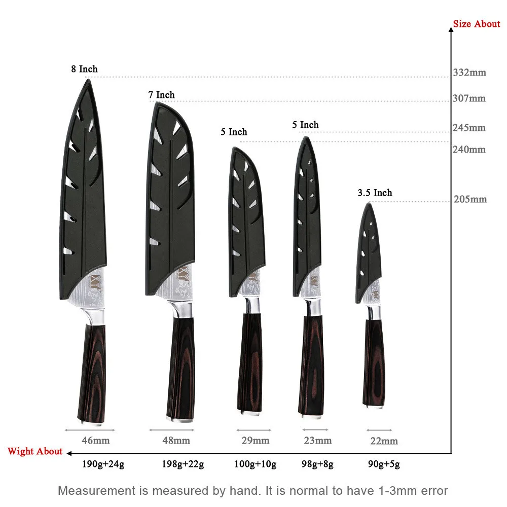 XYj High Hardness Stainless Steel Kitchen Knife Sharp Blade Chef 7Cr17 Color Wood Handle Sheath Cooking Tools | Дом и сад