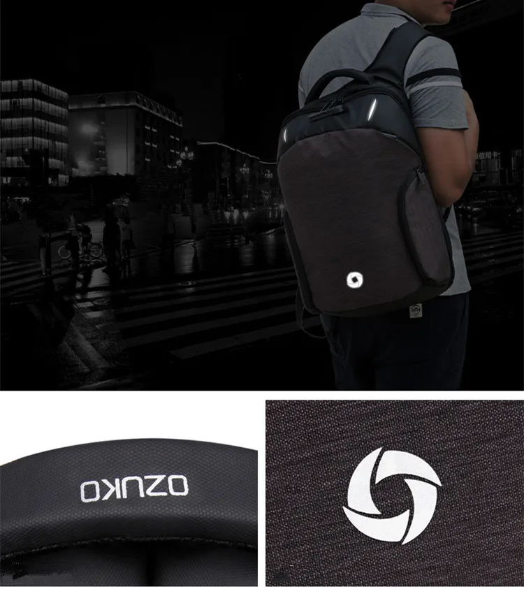 Рюкзак ozuko мужской водонепроницаемый мужской рюкзак Mochila USB зарядка 15,6 рюкзак для ноутбука Повседневный школьный рюкзак анти-вор рюкзаки дорожные сумки