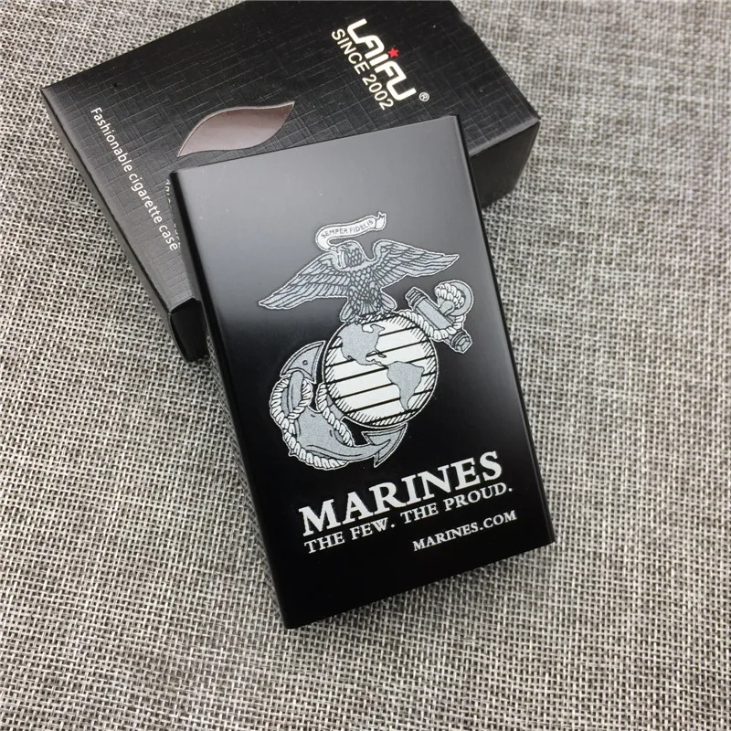 Marines Персонализированные часы Тотем алюминиевый сплав сигареты чехол лазерная гравировка сигаретные коробки чехол дым - Цвет: Marines