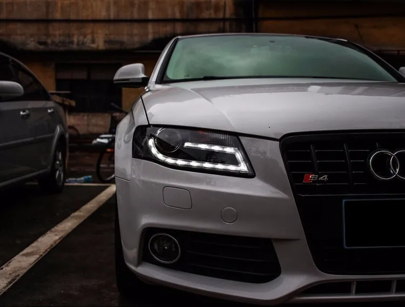 KOWELL автомобильный Стайлинг для Audi A4 B8 фары 2009 2010 2011 2012 A4L светодиодный светодиодные дневные ходовые огни на передних фарах Bi Xenon объектив высокого ближнего парковка