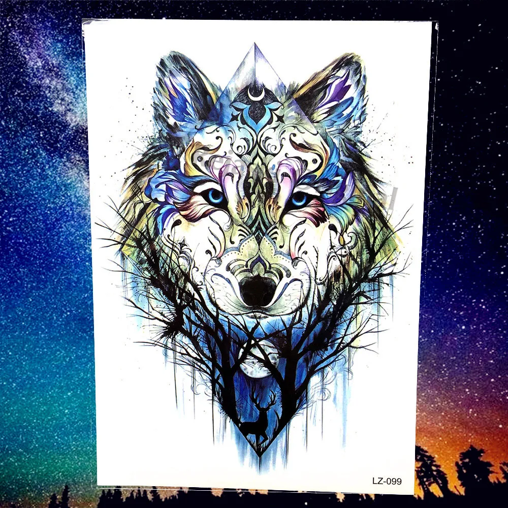 Временные татуировки REJASKI из ротанга с Львом этническим волком лесом для мужчин и