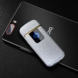 USB ветрозащитная персональная электрическая зажигалка для сигарет Новинка металлическая беспламенная Зажигалка подарки JL-827V - Цвет: frosted silver