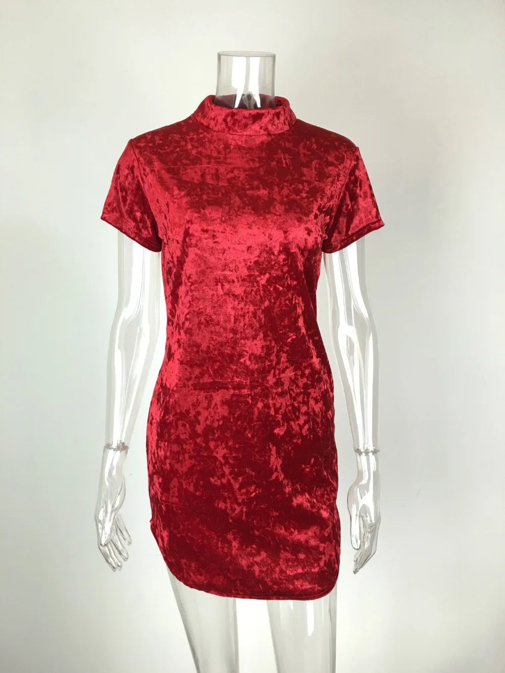 Бархатное платье с коротким рукавом черные женские Высокая талия Bodycon молния