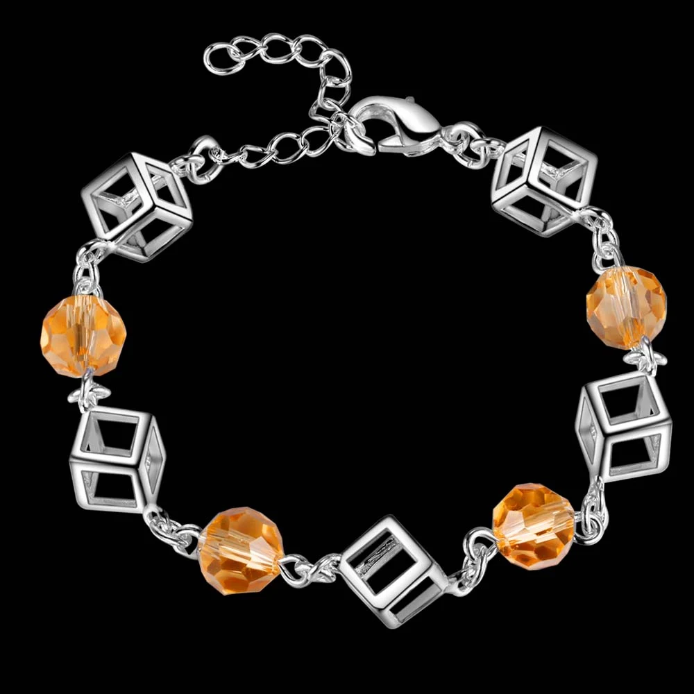 Серебро Мода 925 Круглый/Площади Звено Цепи Браслеты Для Женщин/Девушка День