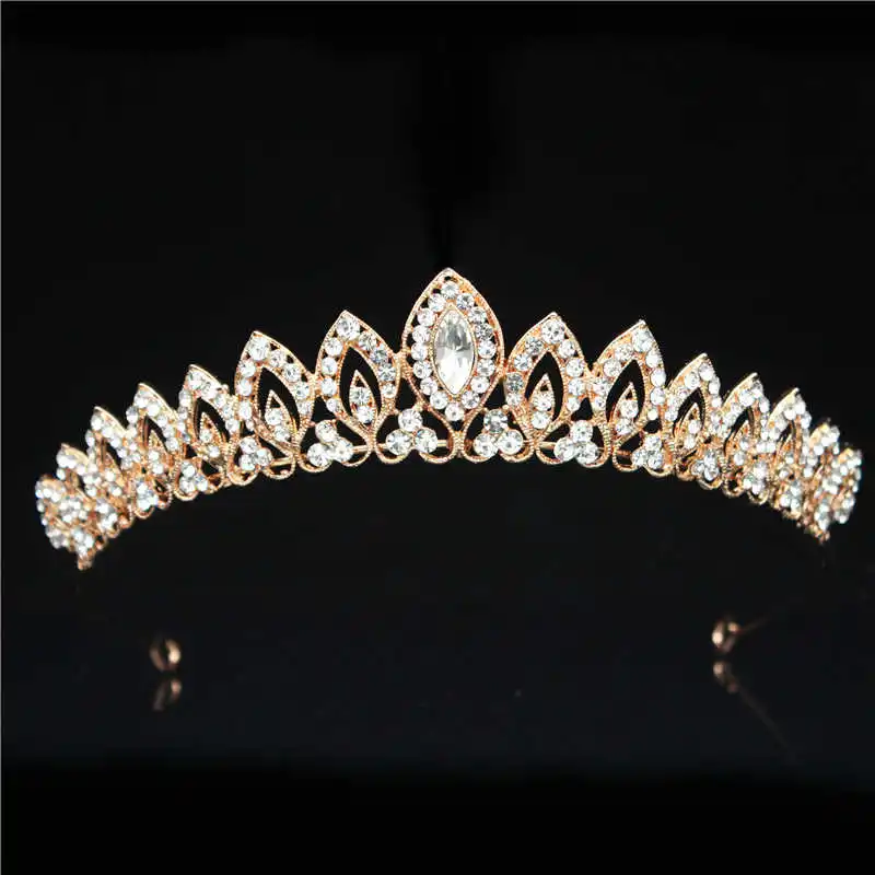 Gold Bride Tiara 07 19 Designs Crystal Wedding Bridal Tiara Crowns for Women Princess Hair Ornament Fashion Bride Headpiece Hair Jewelry Accessories - Metal color: Gold Bride Tiara 07