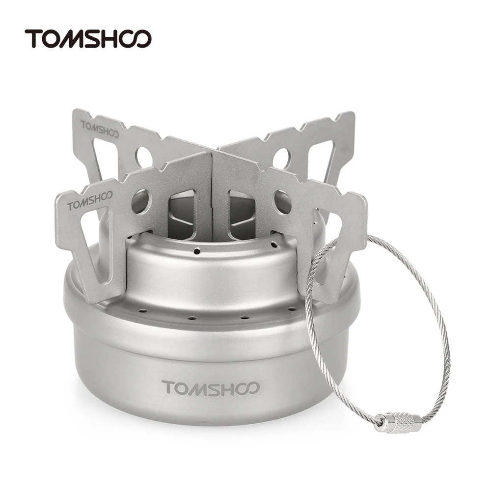 

TOMSHOO Outdoor Titanium Alcohol Stove + Rack Combo Set Mini Ultralight Camping Stove Burner with Cross Stand Stove Rack Support