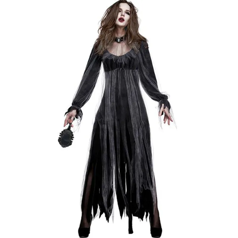 New Women Lady Scary Ghost Bride Adults Black Devil Zombie Cosplay Costumes Carnival Party Supplies Costume Halloween|Праздничные
