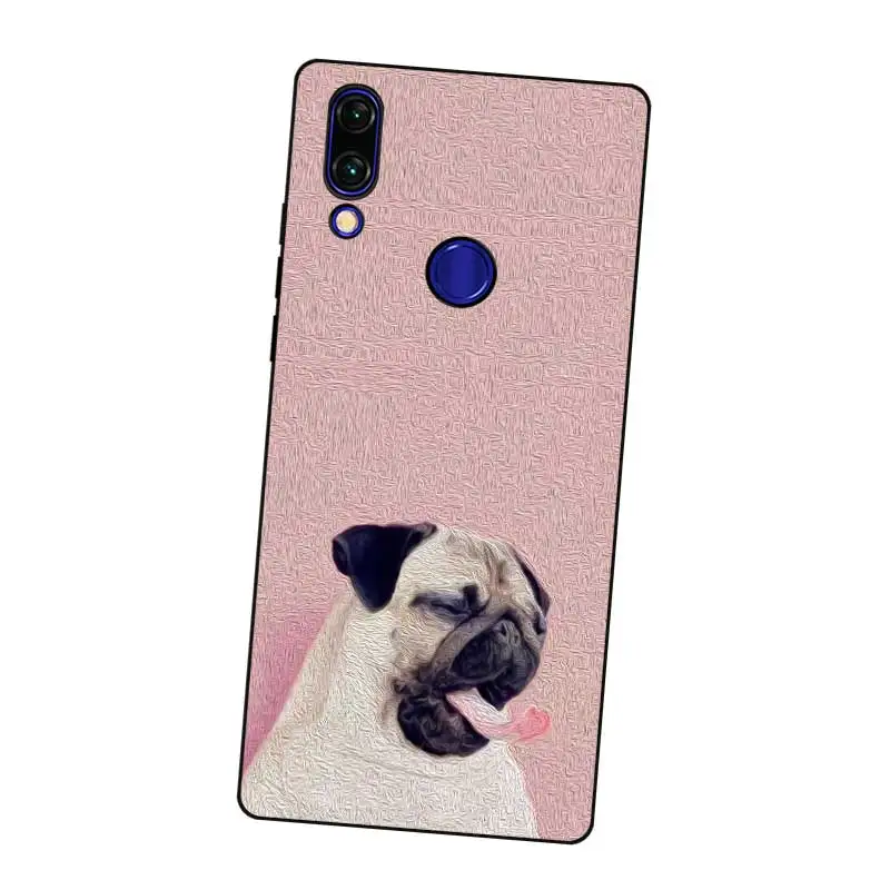 N310 Dog Cute Pug Black Silicone Case Cover For Xiaomi Redmi Note 3 4 4X 5 5A 6 7 Pro Global |