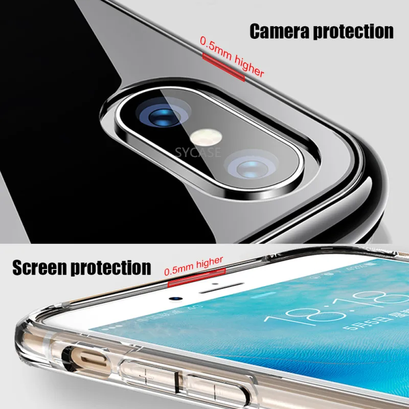 Koisacase Premium Glass Case For iPhone XR XS Max Cases Transparent Silicone Edge Back Cover 6 6S 7 8 Plus |