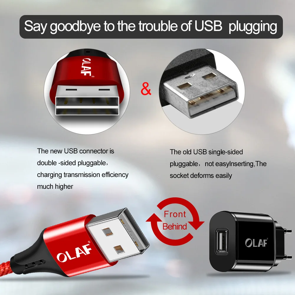 Магнитный двухсторонний кабель OLAF 3A Micro USB Тип C шнур для зарядного устройства Iphone