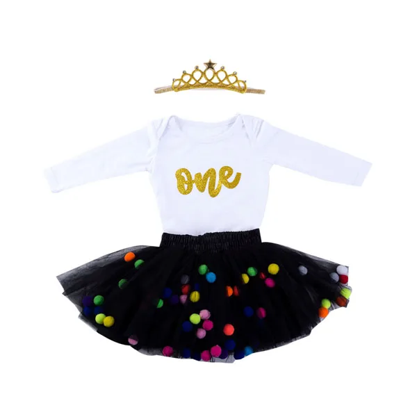 Золотой Новое поступление 3 шт./компл. для маленьких девочек с блестками один первый День рождения»; комбинезон для девочек и мальчиков; шаровой Пышная юбка для маленьких девочек s волос в виде короны - Цвет: Золотой