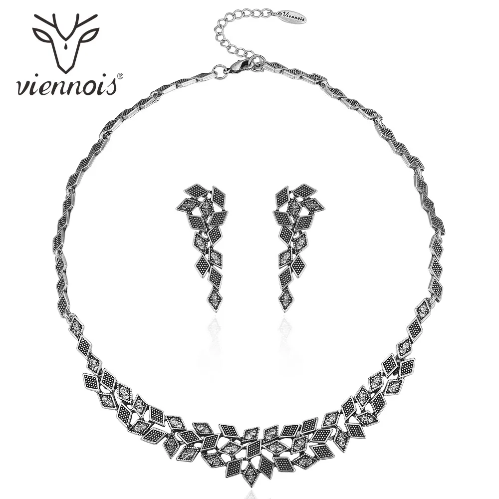 Viennois винтажный Ювелирный Набор Ретро Серебряный цвет ожерелье и серьги