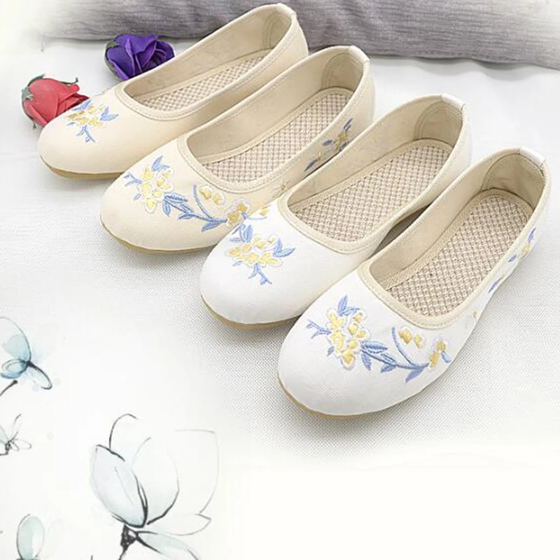Women shoes new old Beijing cloth breathable cotton linen embroidery single non-slip national wind flat mm392 | Обувь