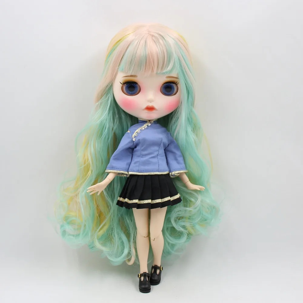 1/6 BJD кукла blyth кукла ледяная одежда синяя рубашка черная юбка и сорк для сустава тела кукла