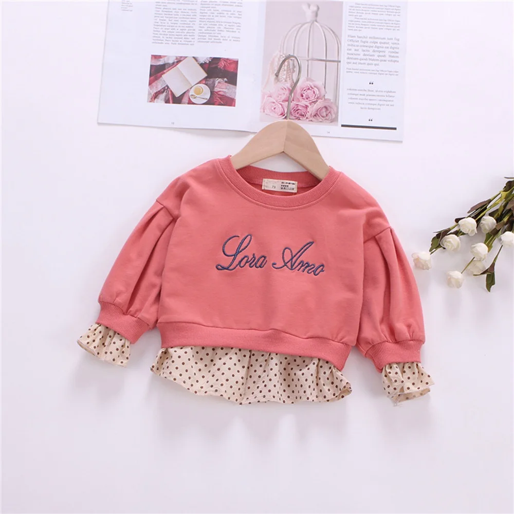 2019 г. Осенний Детский свитер для девочек Детские хлопковые толстовки в горошек с