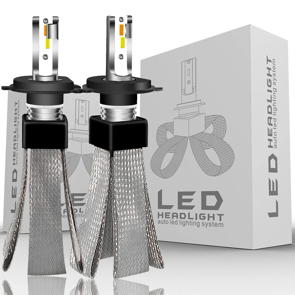 Три Цвет T9 Cветодиодные лампы для авто фары led лампа ходовые огни лед диодные лампы для авто светодиодный фар автомобиля луковицы 80 Вт 6000 К 9600LM H1 H4 H7 H11 9005 9006 Авто Туман передние фары
