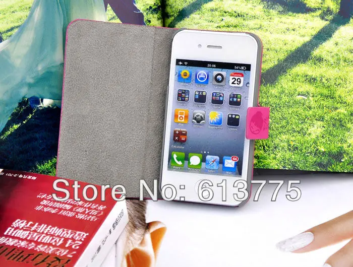 DHL Free Shipping. High Quality The Little Evil Female Case for Iphone4 4g 4s Lovely Cartoon Leather Girls favorite |