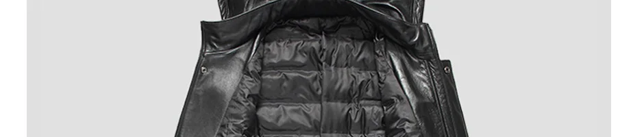 Новое роскошное стильное кожаное пальто, мужская кожаная куртка на утином пуху, толстая мужская кожаная куртка из овчины, настоящая кожаная куртка с капюшоном для мужчин