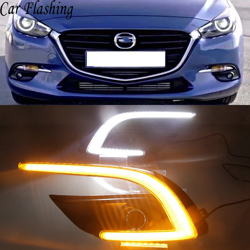 Автомобиль мигает 2 шт. DRL для Mazda 3 мазда3 Axela дневные ходовые огни Противотуманные фары крышка фары 12 в дневной свет