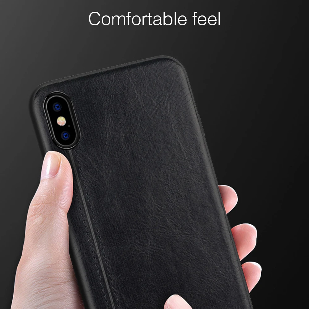 OTAO Retro PU Leather Case For iPhone XS MAX XR X 7 8 Plus Shockproof Cases Solid Color TPU Back Cover 6s 6 | Мобильные телефоны и