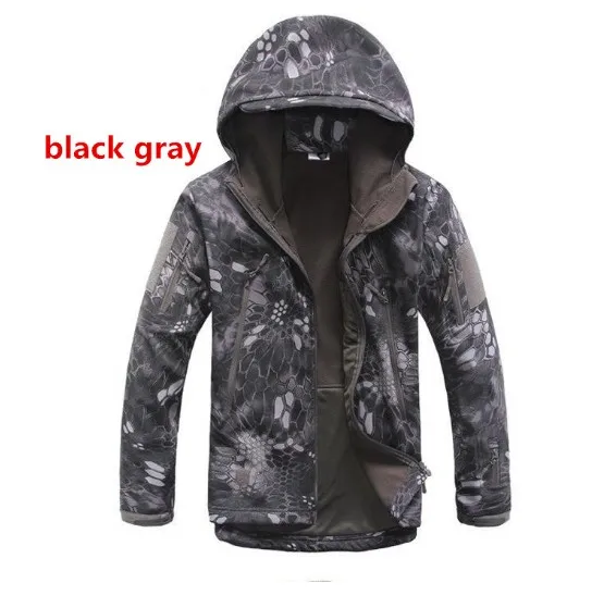 TAD gear тактическая уличная походная флисовая камуфляжная куртка мужская армейская спортивная водонепроницаемая охотничья одежда военные куртки - Цвет: black grey python