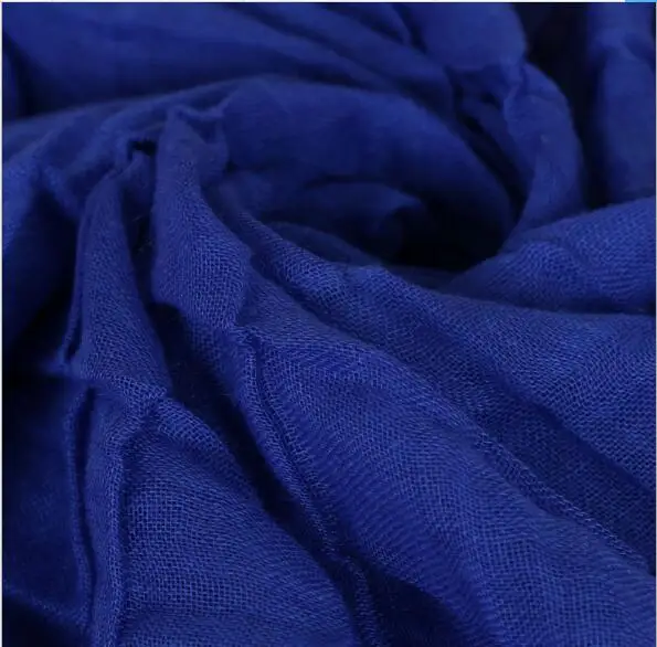 2019 women's new scarf monochrome crease plaid Bali yarn ladies fashion Muslim folds solid color cotton and linen | Аксессуары для