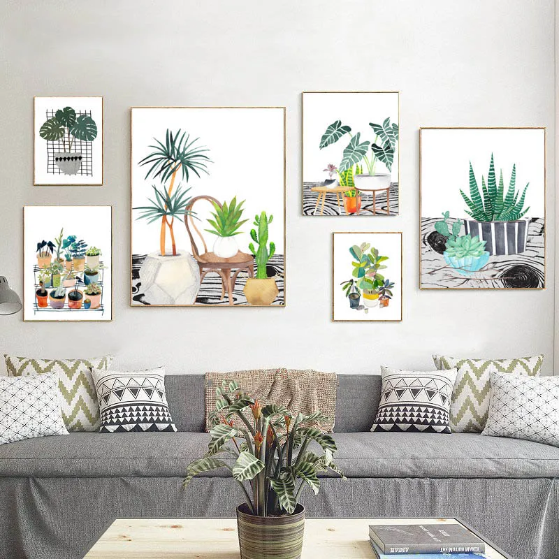 

Succulents Potted Plants Cactus Nordic Poster Cuadros Decoracion Wall Pictures For Living Room Wall Art Canvas Painting Unframed