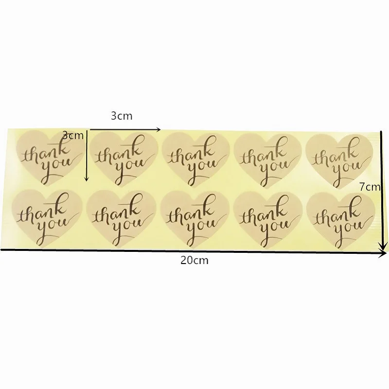 100 шт./лот винтажная серия Thank you наклейка из крафт бумаги romatic Heart design для изделий