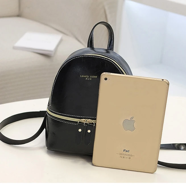 Oil Leather Teenage Girl Backpack 2019 New Korean Style Women Shoulder Bag Large Capacity Portable School Bagpack for Little Kid | Багаж и