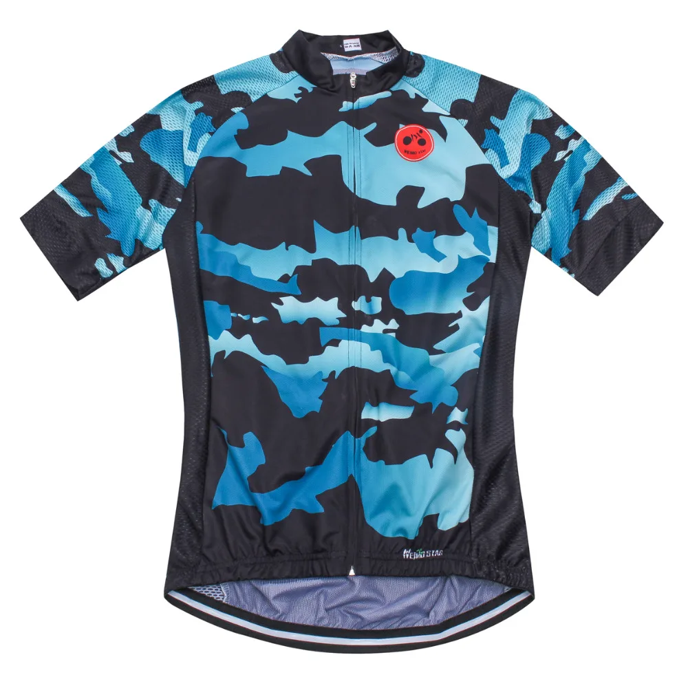 Weimostar Мужская камуфляжная синяя велосипедная майка MTB с коротким рукавом рубашка