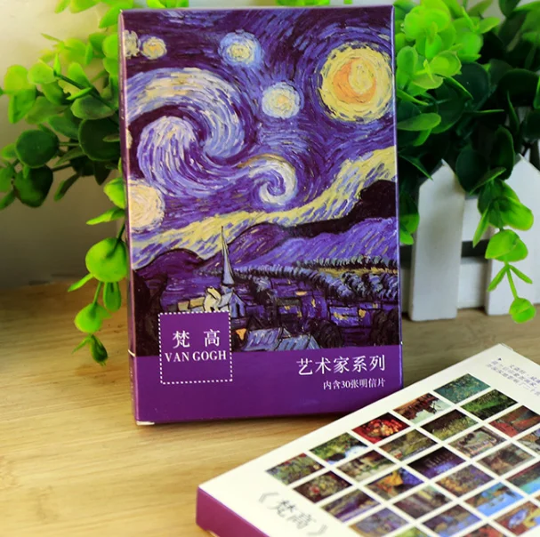 

60pcs/lot "The series of artists - oil painting Post Cards" Van Gogh's oil painting postcards Gift stationery Greeting Card