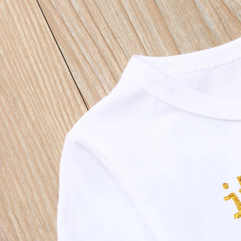 2019 ARLONEET NEWEST lovely baby girls 3Pcs Infant Baby Girls Letter Birthday Print Tops T-shirt Pants Outfits Set Z0214 |