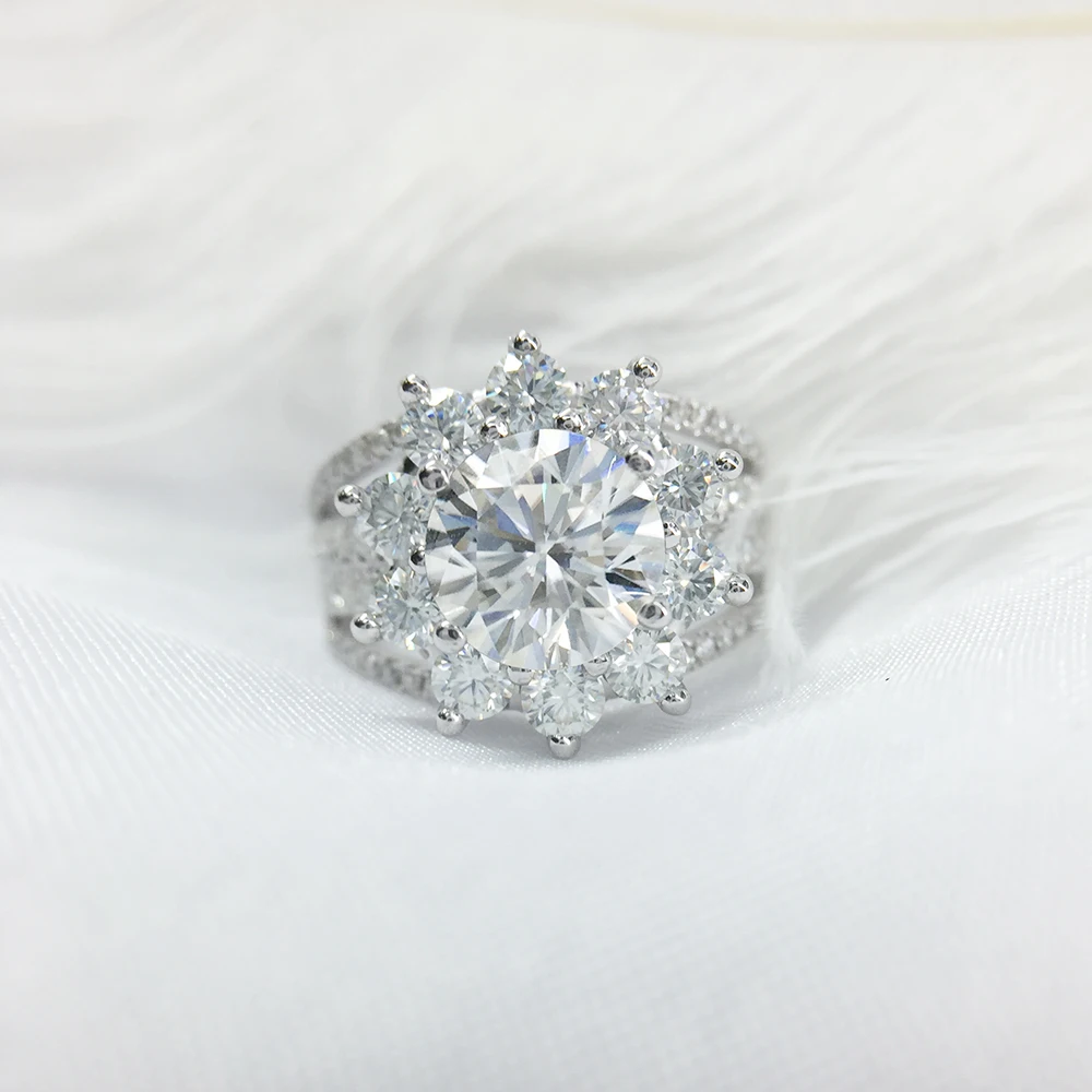 Обручальное кольцо AEAW Moissanite 5 мм 2CTW Df цвет Лаборатория алмаз акцент 14 к Белое золото обручальные кольца для женщин