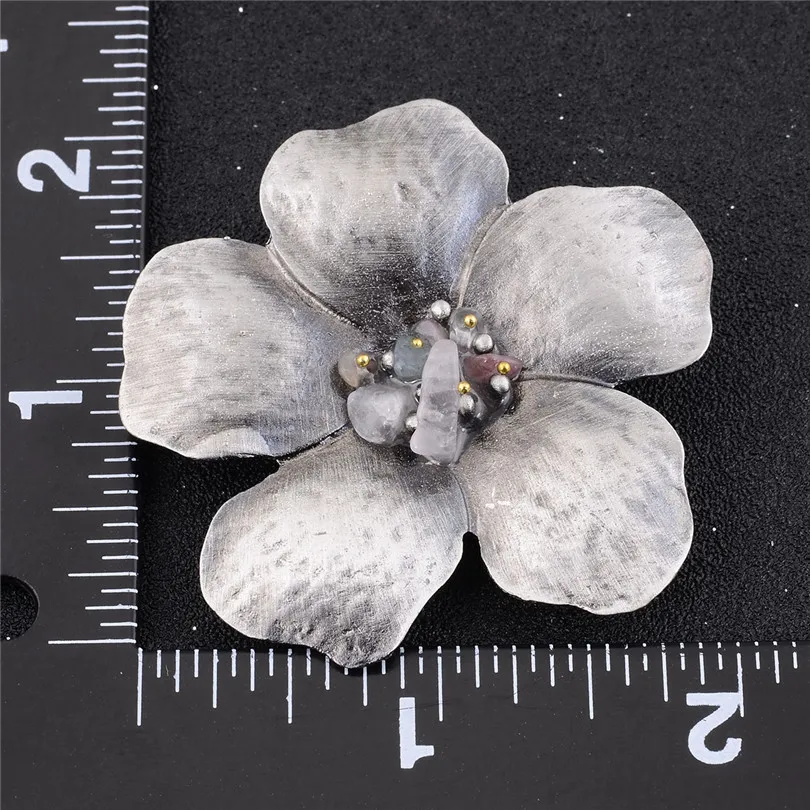 3 шт./лот оптовая продажа Этническая черная металлическая брошь в виде цветка