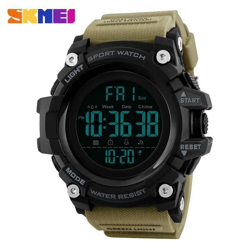Khaki 1384 SKMEI модные уличные спортивные Смарт-часы мужские Bluetooth многофункциональные фитнес-часы 5 бар водонепроницаемые цифровые часы Reloj Hombre - Цвет: Khaki 1384