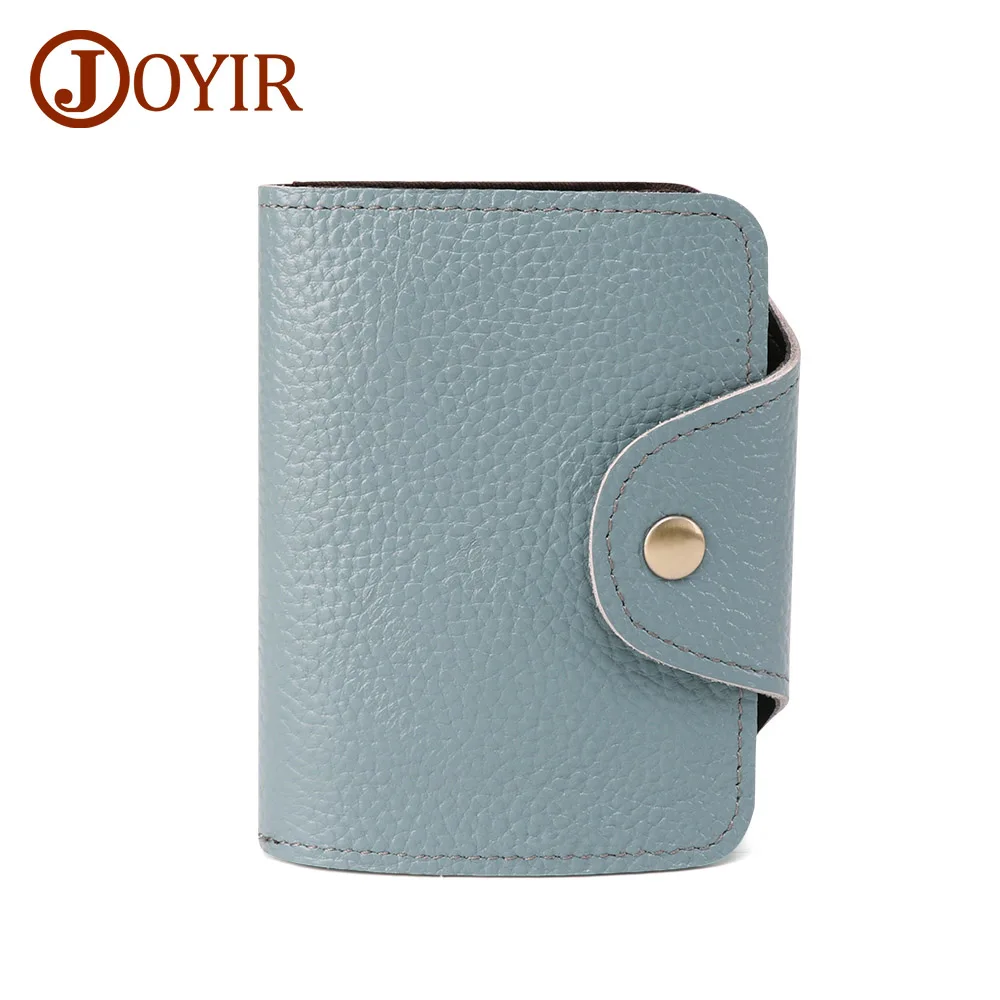 JOYIR Card Holder Wallet RFID Women Genuine Leather 11 Bits Card Case Business Credit Card Holder Card Wallet Clutch Handbag - Цвет: Light Blue