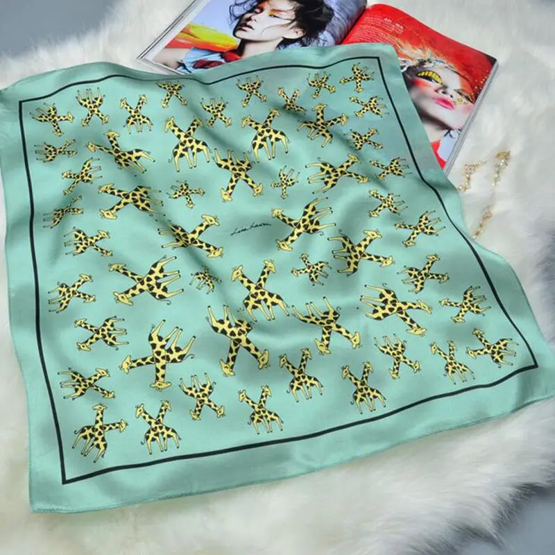 Милые кошки Бандана с принтом 100% атласный Шелковый платок небольшой квадратный