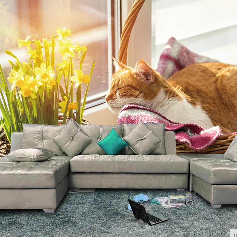 Креативный фон с 3d эффектом мультяшный Солнечный Кот для телевизора дивана обои