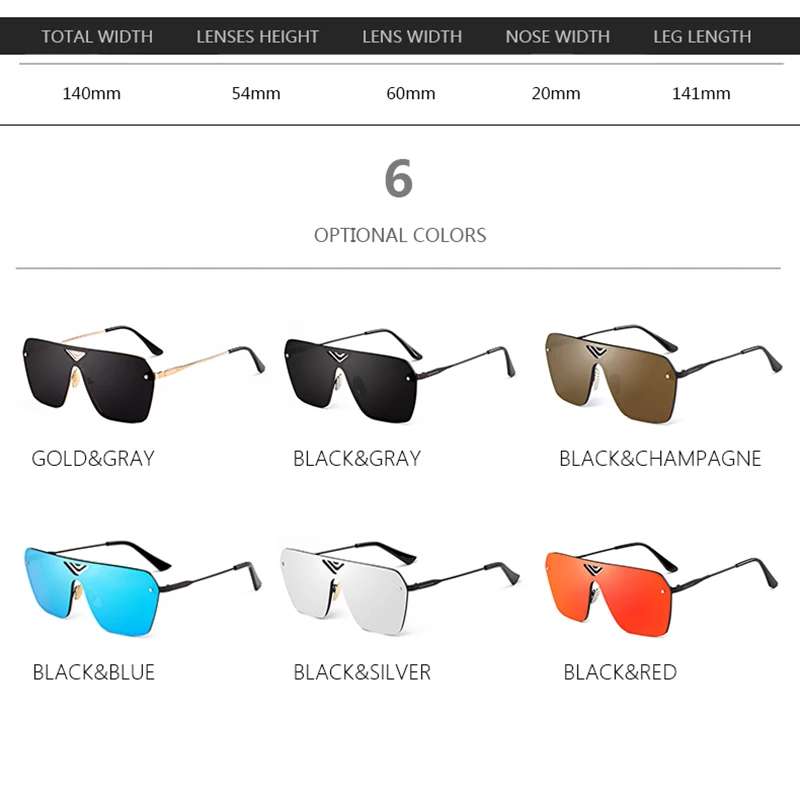 Солнечный луч Модные без оправы Мужские квадратные солнцезащитные очки Новинка