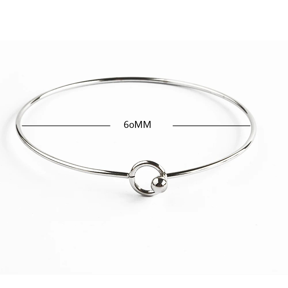 SILVER 60MM ZMZY браслеты на запястье из нержавеющей стали браслеты с подвесками для женщин серебро/круг цвет золотой открытый Pulsera ювелирные изделия Pulseiras Femininas - Окраска металла: SILVER 60MM