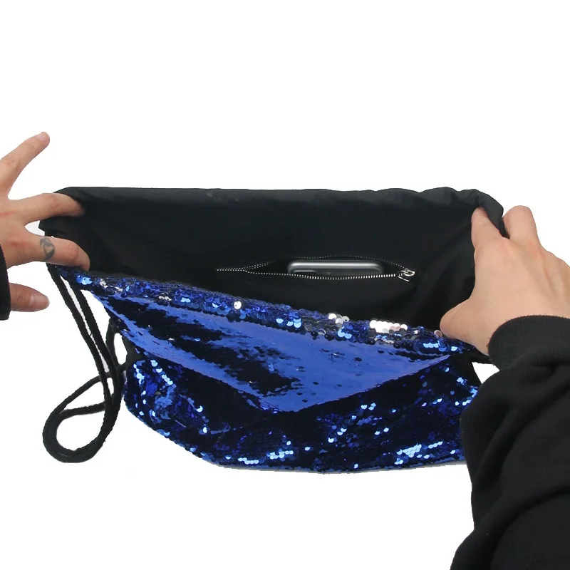 Модный рюкзак Русалочки с блестками на шнурке женские блестящие сумки плечо